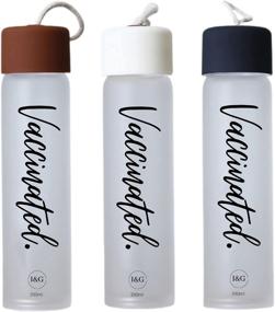 img 3 attached to 🪟 Personalized Vaccinated Print Glass Water Bottle | 390ml BPA Free with Lid & Handle, Black