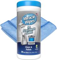 🧽 mess-free marvel: miraclewipes for stainless steel – 30 count stain remover wipes for all kitchen and home appliances, say goodbye to fingerprints and smudges! includes bonus microfiber towel логотип