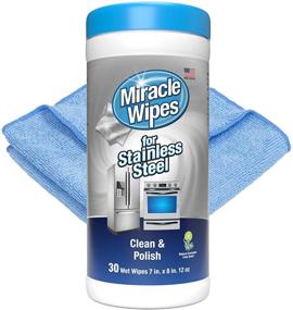 img 4 attached to 🧽 Mess-Free Marvel: MiracleWipes for Stainless Steel – 30 Count Stain Remover Wipes for All Kitchen and Home Appliances, Say Goodbye to Fingerprints and Smudges! Includes Bonus Microfiber Towel