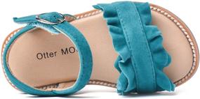 img 3 attached to 👡 Otter MOMO Girls Flat Sandals with Ruffle - Open Toe Princess Summer Sandals (Toddler/Little Kid)