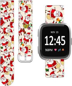 img 4 attached to Christmas Father Silicone Gel Replacement Bands - ENDIY Soft Strap for Fitbit Versa/Versa 2/Versa Lite/Versa 2 SE Small - Festive Winter Holiday Print Design