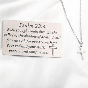 img 1 attached to FUSTYLE Bible Verse Dog Tag Keyring/Necklace - Psalm 23:4 Christian Jewelry for Men & Women, Religious Inspirational Gift