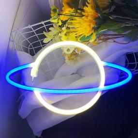 img 4 attached to Protecu Planet Neon Sign - Светодиодные вывески с питанием от USB / батареи Неоновые огни для спальни