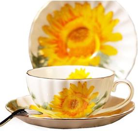 img 4 attached to Exquisite Sunflower Vintage Chintz Porcelain Coffee: Timeless Elegance and Classic Charm