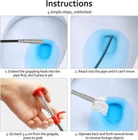 img 1 attached to 🚽 Flexible Grabber Toilet Snake - 63 inch Drain Hair Clog Remover Tool with 4 Claws for Kitchen Sink, Bathroom Tub, and Toilet - Effective Drain Cleaner Solution