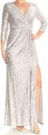 👗 elegant and timeless: adrianna papell women's long sleeve wrap lace gown logo