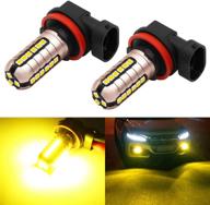 🌟 phinlion h11 led fog light bulbs - 3000 lumens, golden yellow, super bright 3030 27-smd - h8 h16 led bulb replacement for drl or fog lamps - 3000k yellow logo