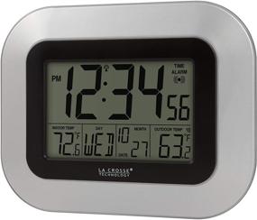 img 3 attached to ⏰ La Crosse Technology WS-8115U-S-INT Atomic Digital Wall Clock with Indoor and Outdoor Temperature - Silver, 9.00 x 0.75 x 7.25 inches