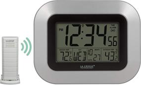 img 1 attached to ⏰ La Crosse Technology WS-8115U-S-INT Atomic Digital Wall Clock with Indoor and Outdoor Temperature - Silver, 9.00 x 0.75 x 7.25 inches