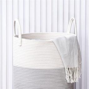 img 1 attached to 🧺 Woven Collapsible Laundry Hamper by YOUDENOVA, 58L Capacity - Cotton Clothes Storage Basket for Blankets, Laundry Room and Bedroom Organization, Ideal Clothes Hamper