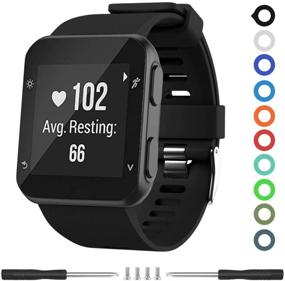 img 4 attached to ⌚ Premium Solf Silicone Bands for Garmin Forerunner 35 Watch - Black