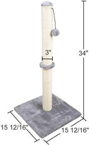 img 3 attached to 🐱 Dimaka 34" Tall Ultimate Cat Scratching Post - Premium Claw Scratcher with Sisal Rope and Plush Cover - Vertical Scratch for Full Stretch - Modern Stable Design