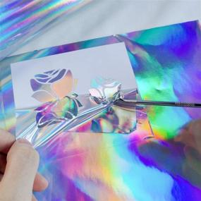 img 1 attached to 🌈 Holographic Vinyl Rainbow Glossy Silver Permanent Adhesive Vinyl Roll, 12 inches X 6 Feet - Craft Vinyl Silver for DIY Cup Decor, Home Decor, and Car Decor - Ideal for Vinyl Cutter