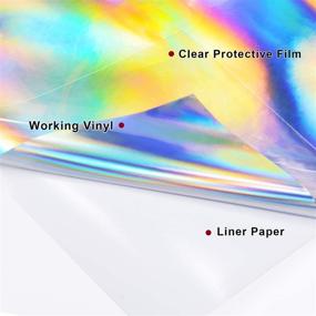 img 3 attached to 🌈 Holographic Vinyl Rainbow Glossy Silver Permanent Adhesive Vinyl Roll, 12 inches X 6 Feet - Craft Vinyl Silver for DIY Cup Decor, Home Decor, and Car Decor - Ideal for Vinyl Cutter