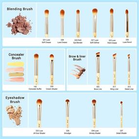 img 3 attached to 🎨 15pcs Labeled Bamboo Eye Makeup Brushes Set, Premium Synthetic Blending Concealer Eyebrow Eyeliner Brush, Jessup T137