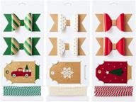 🎁 hallmark holiday gift wrap accessory kit: red truck, tree, snowflake - 6 bows, 12 tags, 9 yards twine - kraft, red, green, white logo