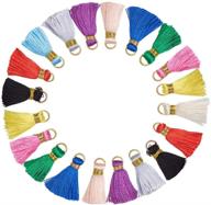 ph pandahall 100 pcs mixed color nylon cord tassel pendant decoration with brass gold tone open jump ring for jewelry making, key chain, cellphone straps - 26.5x5mm logo