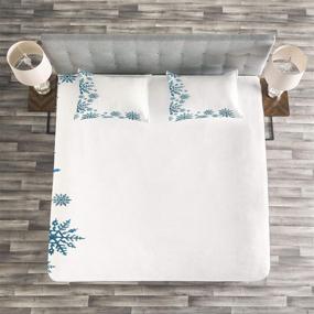 img 1 attached to ❄️ Snowflake Bedspread Set - Abstract Frozen Season Frame Pattern Christmas Celebration, Decorative Quilted 3 Piece Coverlet with 2 Pillow Shams, King Size, White Blue - Lunarable