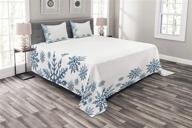 ❄️ snowflake bedspread set - abstract frozen season frame pattern christmas celebration, decorative quilted 3 piece coverlet with 2 pillow shams, king size, white blue - lunarable logo