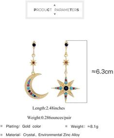 img 1 attached to Stylish Dangle Earrings for Women and Girls - Fashion Jewelry Featuring Moon, Stars, and Sun in Gold and Silver Finish
