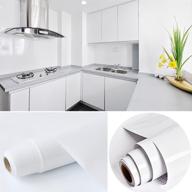 🌟 shiny white peel-and-stick wallpaper: removable, waterproof, glossy self-adhesive vinyl film for countertops, cabinets, and furniture (15.8" x 118") логотип