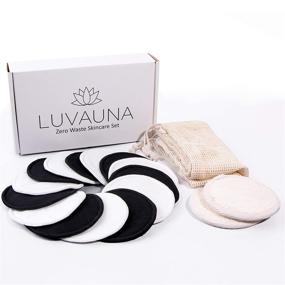 img 4 attached to 🌿 LUVAUNA Reusable Makeup Remover Pads (14 Pack: 7 Black + 7 White) with Natural Loofah Facial Pads (2 Pack), XL Laundry Bag Included, Soft and Plush, Suitable for All Skin Types, Eco-Friendly