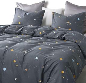 img 2 attached to 🌙 Stay Cozy and Chic with Wake In Cloud - Spaces Comforter Set: Full Size Gray Grey Bedding with Stars Rockets Pattern, 100% Cotton Fabric and Soft Microfiber Fill (3pcs)