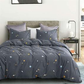 img 3 attached to 🌙 Stay Cozy and Chic with Wake In Cloud - Spaces Comforter Set: Full Size Gray Grey Bedding with Stars Rockets Pattern, 100% Cotton Fabric and Soft Microfiber Fill (3pcs)