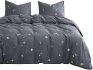 🌙 stay cozy and chic with wake in cloud - spaces comforter set: full size gray grey bedding with stars rockets pattern, 100% cotton fabric and soft microfiber fill (3pcs) logo