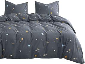 img 4 attached to 🌙 Stay Cozy and Chic with Wake In Cloud - Spaces Comforter Set: Full Size Gray Grey Bedding with Stars Rockets Pattern, 100% Cotton Fabric and Soft Microfiber Fill (3pcs)