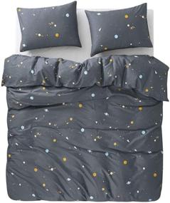 img 1 attached to 🌙 Stay Cozy and Chic with Wake In Cloud - Spaces Comforter Set: Full Size Gray Grey Bedding with Stars Rockets Pattern, 100% Cotton Fabric and Soft Microfiber Fill (3pcs)