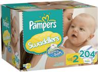 👶 pampers swaddlers diapers economy pack plus size 2, 204 count logo