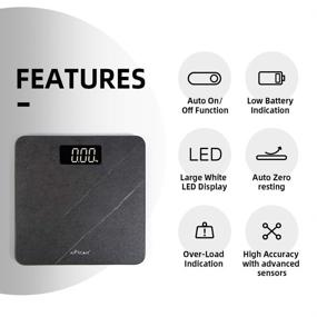 img 3 attached to 🚽 Airscale Digital Bathroom Weight Scale - High Accuracy Body Weighing Scale for People, Sleek Anti-Slip Board Design, Large Wide Platform - 400lbs Capacity, Bright White LED Display, AAA Battery Included