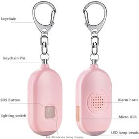 img 2 attached to 🚨 Safesound Personal Alarm Siren Song - 130dB Self Defense Alarm Keychain 3-Pack with Emergency LED Flashlight and USB Rechargeable Security Siren - Safety Alarm for Women, Children, and Elderly
