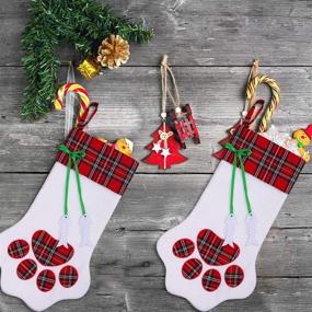 img 1 attached to 🐾 2 Pack Pet Paw Christmas Stockings - URATOT Hanging Decorations for Fireplace, Christmas Tree - 18 x 11 Inches
