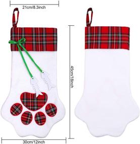 img 3 attached to 🐾 2 Pack Pet Paw Christmas Stockings - URATOT Hanging Decorations for Fireplace, Christmas Tree - 18 x 11 Inches