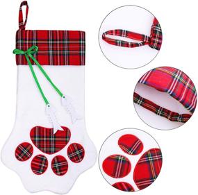img 2 attached to 🐾 2 Pack Pet Paw Christmas Stockings - URATOT Hanging Decorations for Fireplace, Christmas Tree - 18 x 11 Inches