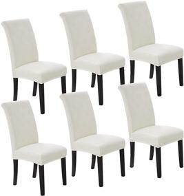 img 4 attached to 🪑 Premium Chair Cover Set for Dining Room - 6Pack or 2/4/8Pack, Stretchable, Removable & Washable Seat Protectors for Dining Chairs, Slipcovers Ideal for Dining Rooms and Hotels