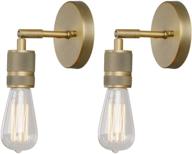 💡 set of two phansthy 1-light sconce lights with antique brass finish for bedroom hallway bathroom living room логотип