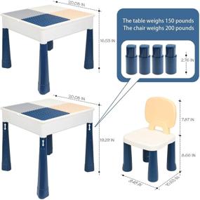 img 1 attached to 🧒 GobiDex 7 in 1 Multi Kids Activity Table Set with 2 Chairs, 100 Pcs Large Size Blocks Compatible with Classic Blocks - Water Table, Sand Table, and Building Blocks Table for Toddler Activities