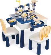 🧒 gobidex 7 in 1 multi kids activity table set with 2 chairs, 100 pcs large size blocks compatible with classic blocks - water table, sand table, and building blocks table for toddler activities logo