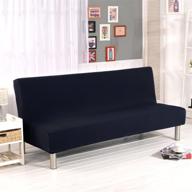 🛋️ premium stretch sofa bed cover in black - elastic armless polyester spandex slipcover for 3 seater futon - full folding couch shield - fits 80"x50" folding sofa bed without armrests logo