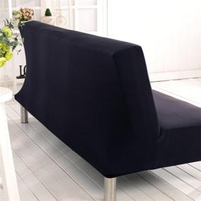 img 1 attached to 🛋️ Premium Stretch Sofa Bed Cover in Black - Elastic Armless Polyester Spandex Slipcover for 3 Seater Futon - Full Folding Couch Shield - Fits 80"x50" Folding Sofa Bed Without Armrests