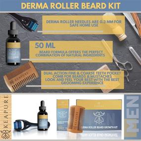 img 3 attached to Beard Growth Derma Roller - 0.3mm Beard Roller for Hair Growth, Ideal Father's Day Gift Set for Men including Large 1.7oz Beard Growth Oil & Beard Comb, Promotes Facial Hair Growth