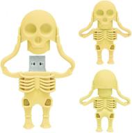 🔆 yellow cartoon skeleton usb flash drive - 64gb memory stick, borlterclamp cool thumb drive pen drive - perfect gifts логотип