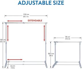 img 3 attached to Effortlessly Organize Your Parties with the Tatkraft Party Adjustable Clothes Rail: Extendable Garment Rack with Width 37-59in and Height 38-65in!