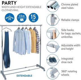 img 1 attached to Effortlessly Organize Your Parties with the Tatkraft Party Adjustable Clothes Rail: Extendable Garment Rack with Width 37-59in and Height 38-65in!