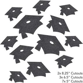 img 3 attached to Graduation Mortarboard Glitter Cutouts Decoration - Creative Converting 991199, 12 Ct, One Size, Black