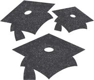graduation mortarboard glitter cutouts decoration - creative converting 991199, 12 ct, one size, black logo