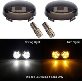 img 4 attached to 🚦 NTHREEAUTO Smoked Front LED Turn Signal Running 2 Inch Bullet LED Lights Lens Cover: Perfect Fit for Harley Dyna Softail Road Street Glide Fat Boy, Featuring 1157 Switchback Halo Ring